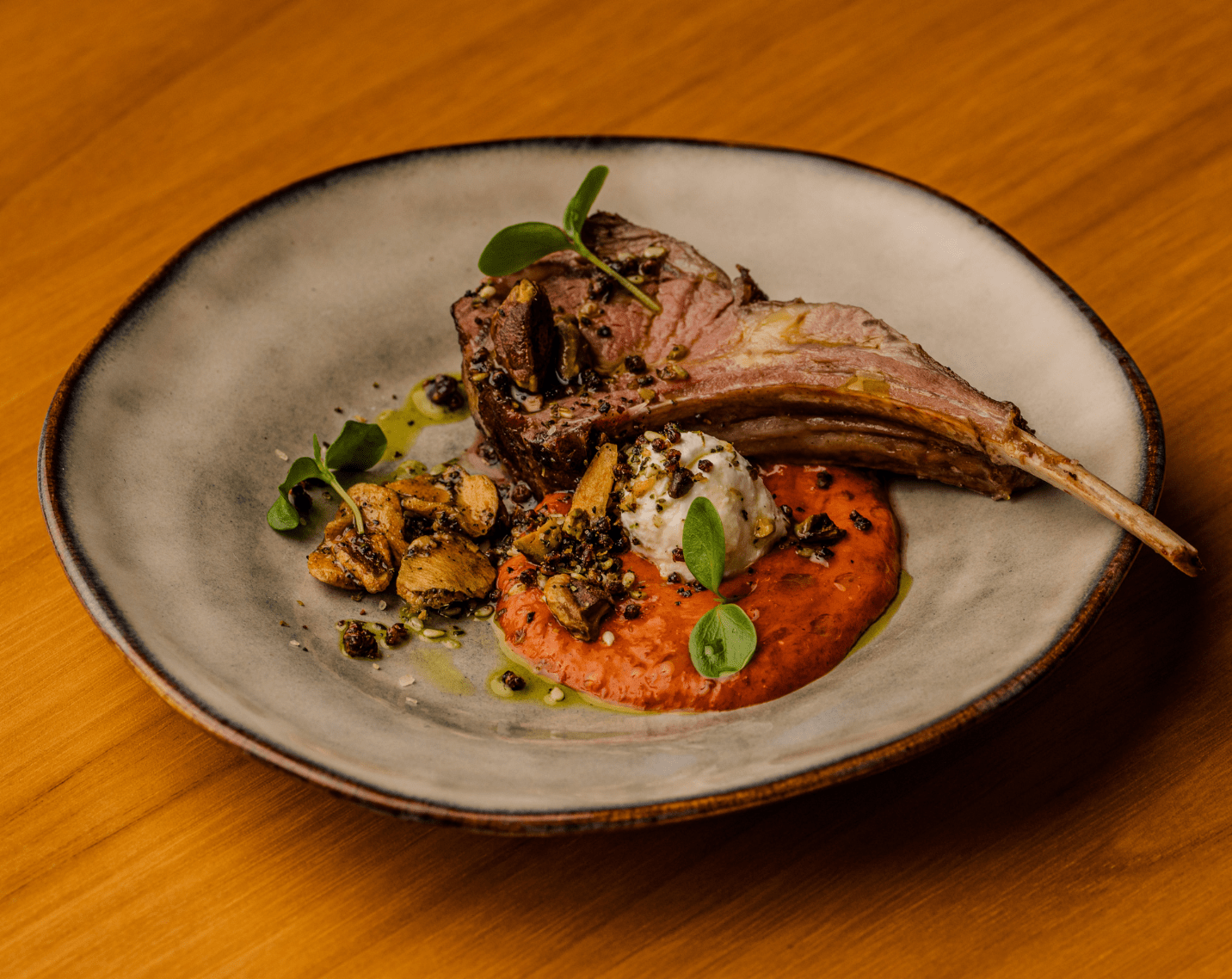 Charcoal grilled lamb loin.